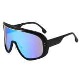Large Frame Sports  Mono Lens Mirrored UV400 Oversize Cycling Shield Sunglasses