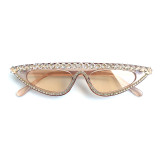 Rhinestones Flat Top Cat Eye Sunglasses