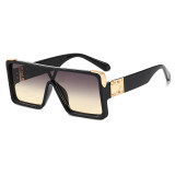 Luxury Flat Top Rectangle One piece Lens Oversize Shades Sunglasses