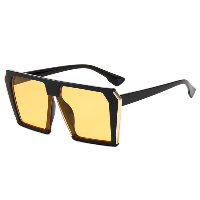 Black Shades Sun glasses Flat Top Men Women UV400 Sunglasses