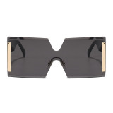 Women Sun glasses Tinted Rimless Oversize Square Sunglasses