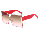 Women Sun glasses Tinted Rimless Oversize Square Sunglasses