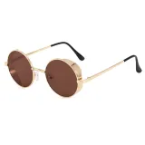 Retro Vintage Round Metal Steampunk Style Sunglasses