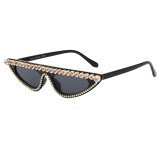 Rhinestones Flat Top Cat Eye Sunglasses