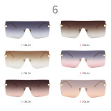 Oversized Rimless Flat Top Mono Lens Shades Sunglasses