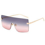 Oversized Rimless Flat Top Mono Lens Shades Sunglasses
