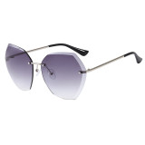 Oversized Tinted Rimless UV400 Women Ladies Shades Sunglasses