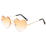 Ladies Women UV400 Rimless Heart Sunglasses