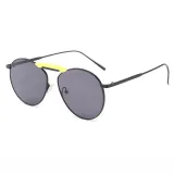 Round Oval Metal Frame Men Women Tinted Mirrored Sunglasses