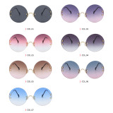 Women Shades UV400 Round Gradient Rimless Sunglasses