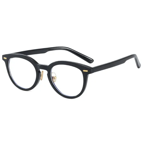 Tortoise Retro Vintage Round Oval TR90 Optical Frame Eyeglasses with Anti Blue Light Lenses