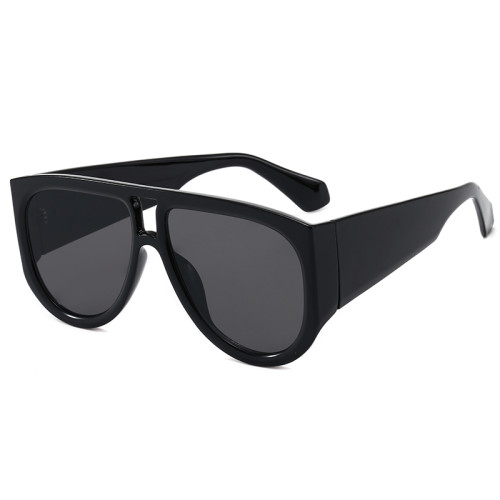 Oversized Large Frame Solid Plastic Shades Sunglasses