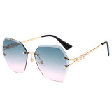 Women's Tint Fashion Elegant Pearl Rimless Butterfly Shades Sunglasses