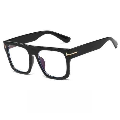 Flat Top Square Eyeglasses Frame Men Women Blue Light Blocking Glasses