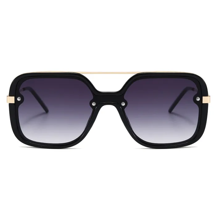 Double Bridge Oversized Square Men Women Shades Sunglasses