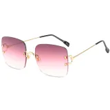 Square Women Gradient Oversize Rimless Shades Sunglasses