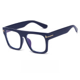 Flat Top Square Eyeglasses Frame Men Women Blue Light Blocking Glasses