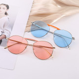 Round Oval Metal Frame Men Women Tinted Mirrored Sunglasses