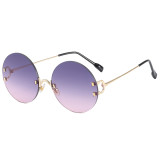 Women Shades UV400 Round Gradient Rimless Sunglasses