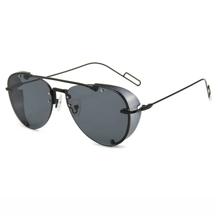 Designer Side Shield Round Men Women Steampunk Sunglasses