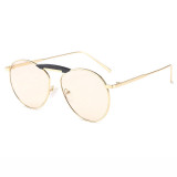 Round Oval Metal Frame Men Women Tinted Mirrored Sunglasses