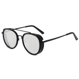 Men Round Side Shield Spring Hinge UV400 Steampunk Sunglasses