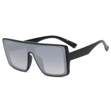 Mono Lens Oversized Shield Flat Top Sunglasses