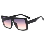 Mono Lens Oversized Shield Flat Top Sunglasses