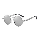 Retro Vintage Round Metal Steampunk Sunglasses