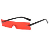 Tinted Rimless Small One Piece Lens Rectangle Sunglasses