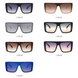 Mono Lens Oversized Shield Flat Top Sunglasses