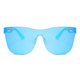UV400 Rimless Mirrored One Piece Lens Sunglasses