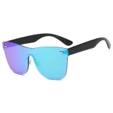 UV400 Rimless Mirrored One Piece Lens Sunglasses