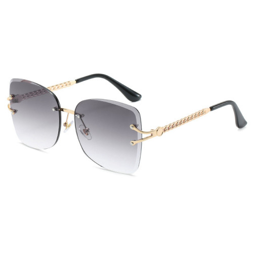 Fashion Tinted Lens Sun glasses Women Rimless Sunglasses