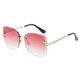 Fashion Tinted Lens Sun glasses Women Rimless Sunglasses