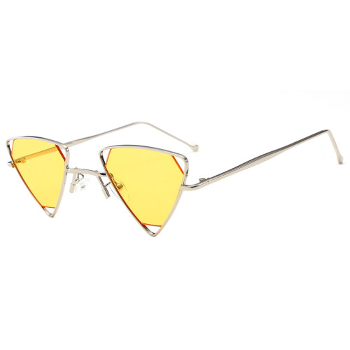 Men Women Tinted Lenses Triangle Metal Sunglasses