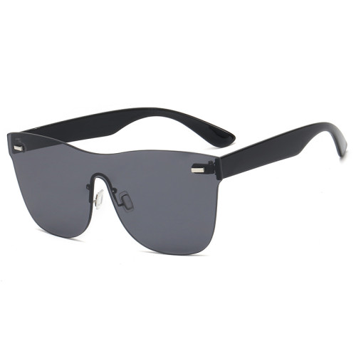 UV400 Rimless Mirrored One Piece Lens Sunglasses