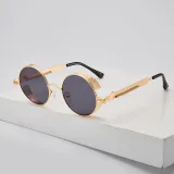 Gothic Round Metal Steampunk Sunglasses