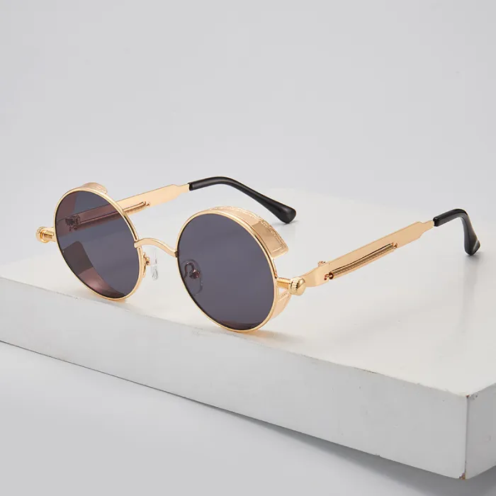 Gothic Round Metal Steampunk Sunglasses