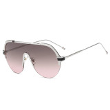 Fashion Mono Lens Sun glasses Women Half Frame Sunglasses