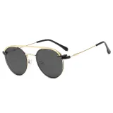 Retro Vintage Round Optical Frame with Polarized Clip On Lenses