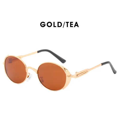 Vintage Oval Metal Steampunk Sunglasses