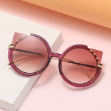 Fashion Cut Round Cat Eye Women Sunglasses