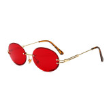 Vintage Sun glasses Men Women Oval Rimless Sunglasses