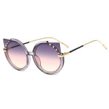 Fashion Cut Round Cat Eye Women Sunglasses
