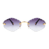 Fashion Diamond Cutting Lady Sun glasses Tinted Rimless Sunglasses