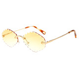 Fashion Diamond Cutting Lady Sun glasses Tinted Rimless Sunglasses