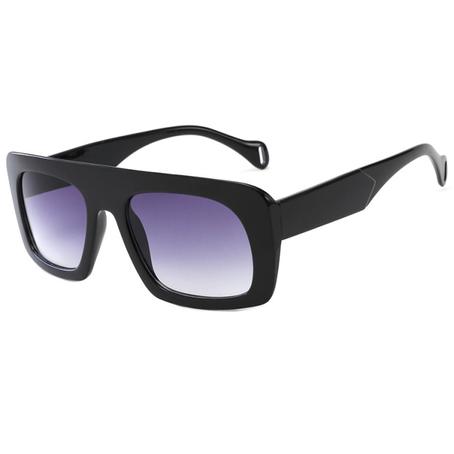 New Flat Top Rectangle Shades Men Women Black Gradient Sunglasses