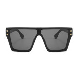 New Fashion Black Flat Top Square Sunglasses