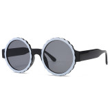 Fashion Gradient Sun glasses Round Ripple Women Sunglasses